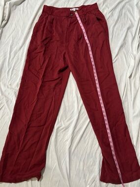 High-Rise Wide Leg Pants in Deep Burgundy